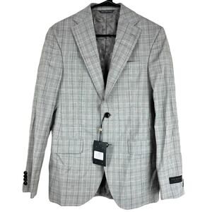 Ted Baker London NWT Roger CT 100% Wool Men's Blazer Gray Plaid Size 36R